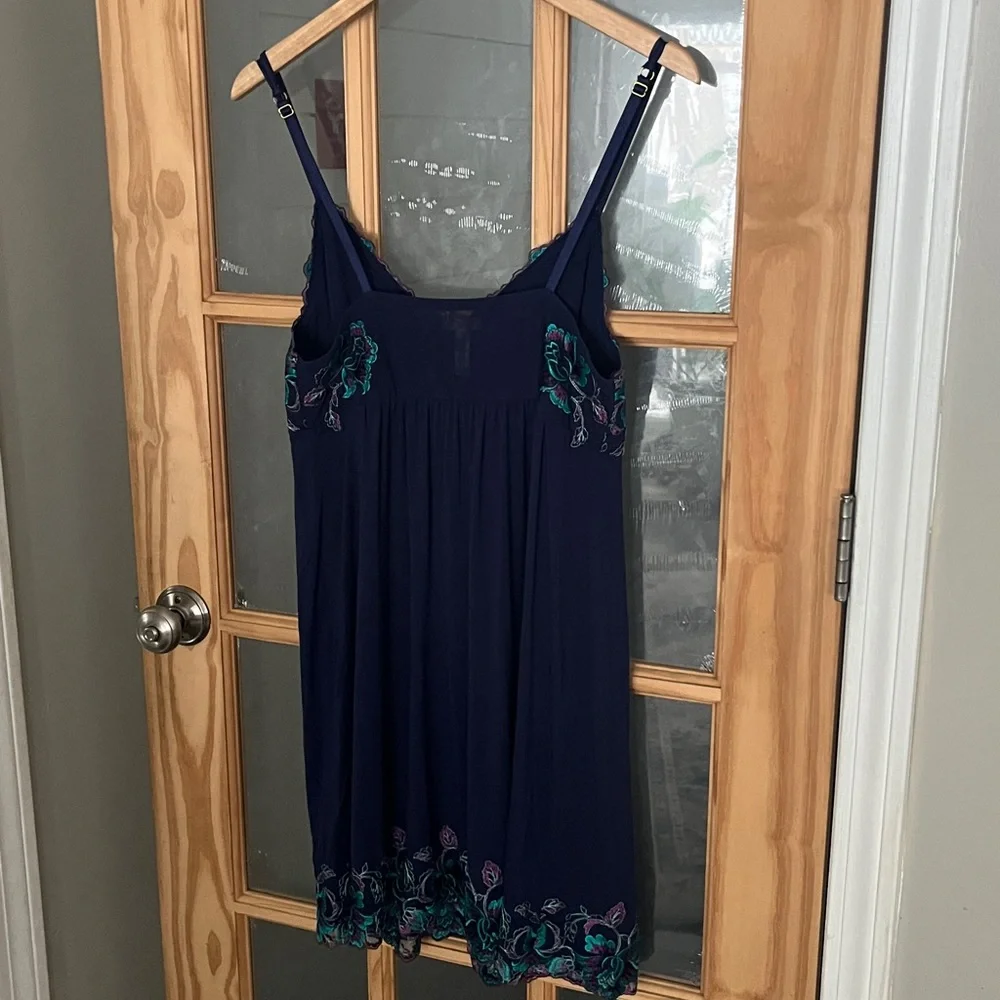 Soma Floral Embroidered Nightie Slip Dress Women's L Mesh Trim Padded Coquette - Picture 6 of 8